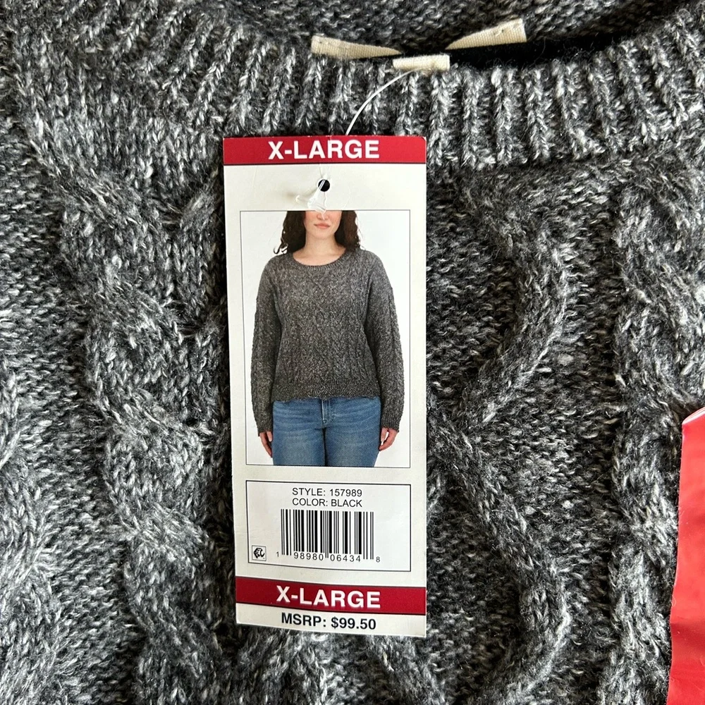 BNWT Lucky Brand Cable Knit Women's Sweater - Grey - X-Large - Picture 1 of 5